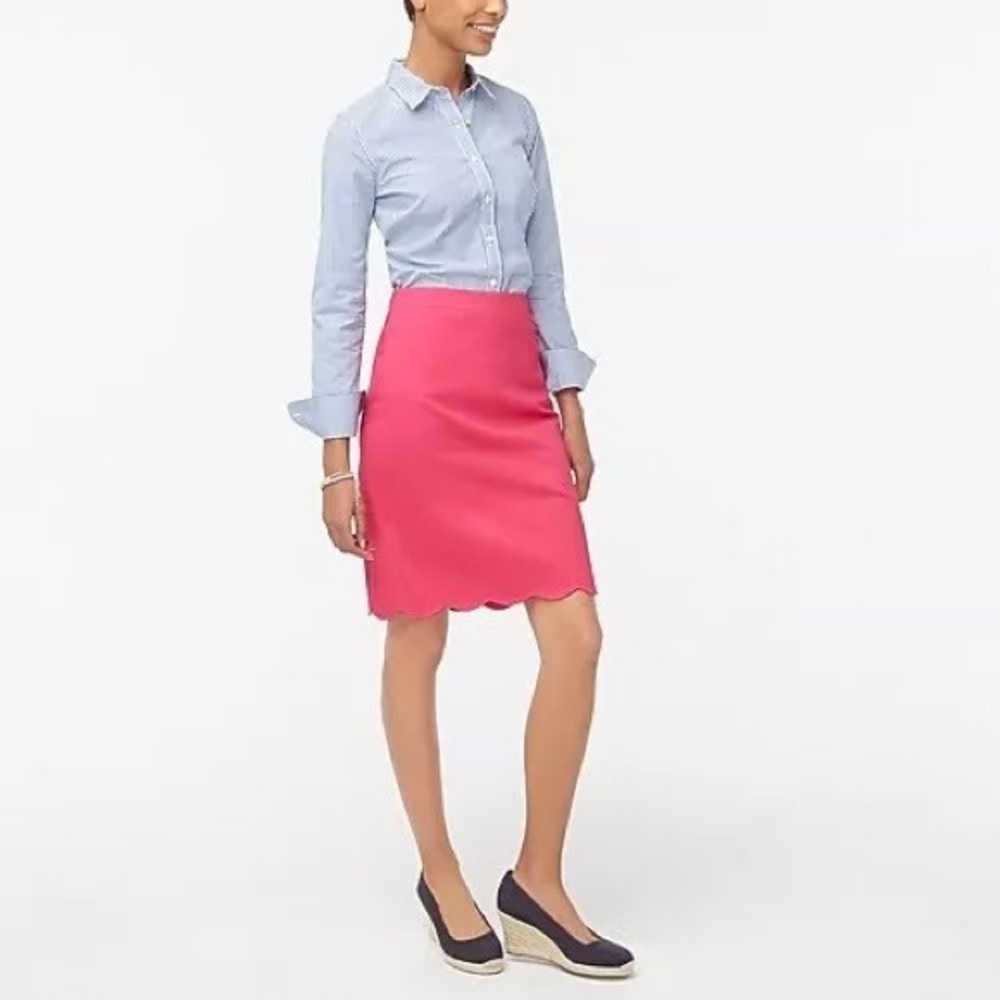 J. Crew Pink Scallop-Hem Pencil Skirt